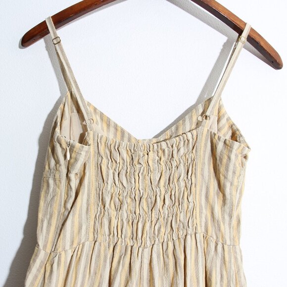 Madewell Sleeveless Wide-Leg Jumpsuit French Vanilla Striped Linen Yellow Size 2 - Picture 9 of 16